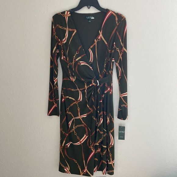 Ralph Lauren Wrap dress effect with serials Sz 4 NWT - Picture 1 of 10